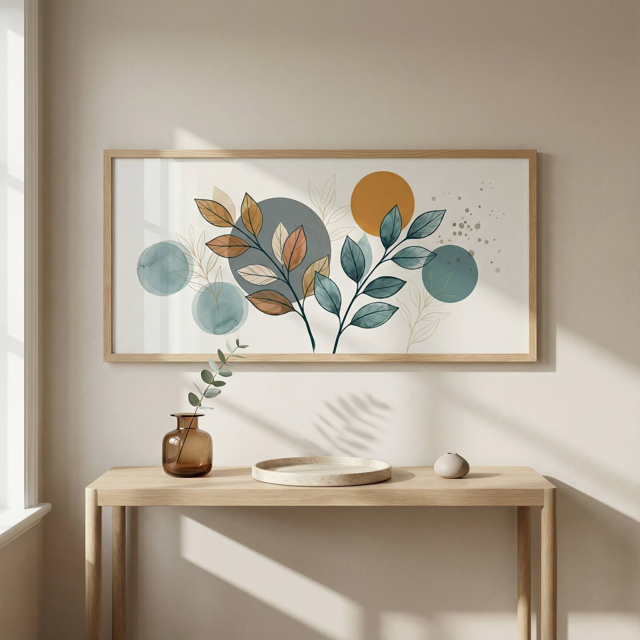 Teal and Ochre Leaves